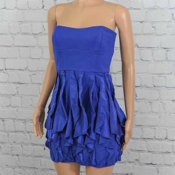 Cynthia Steffe strapless blue silk dress - Picture 2 of 8